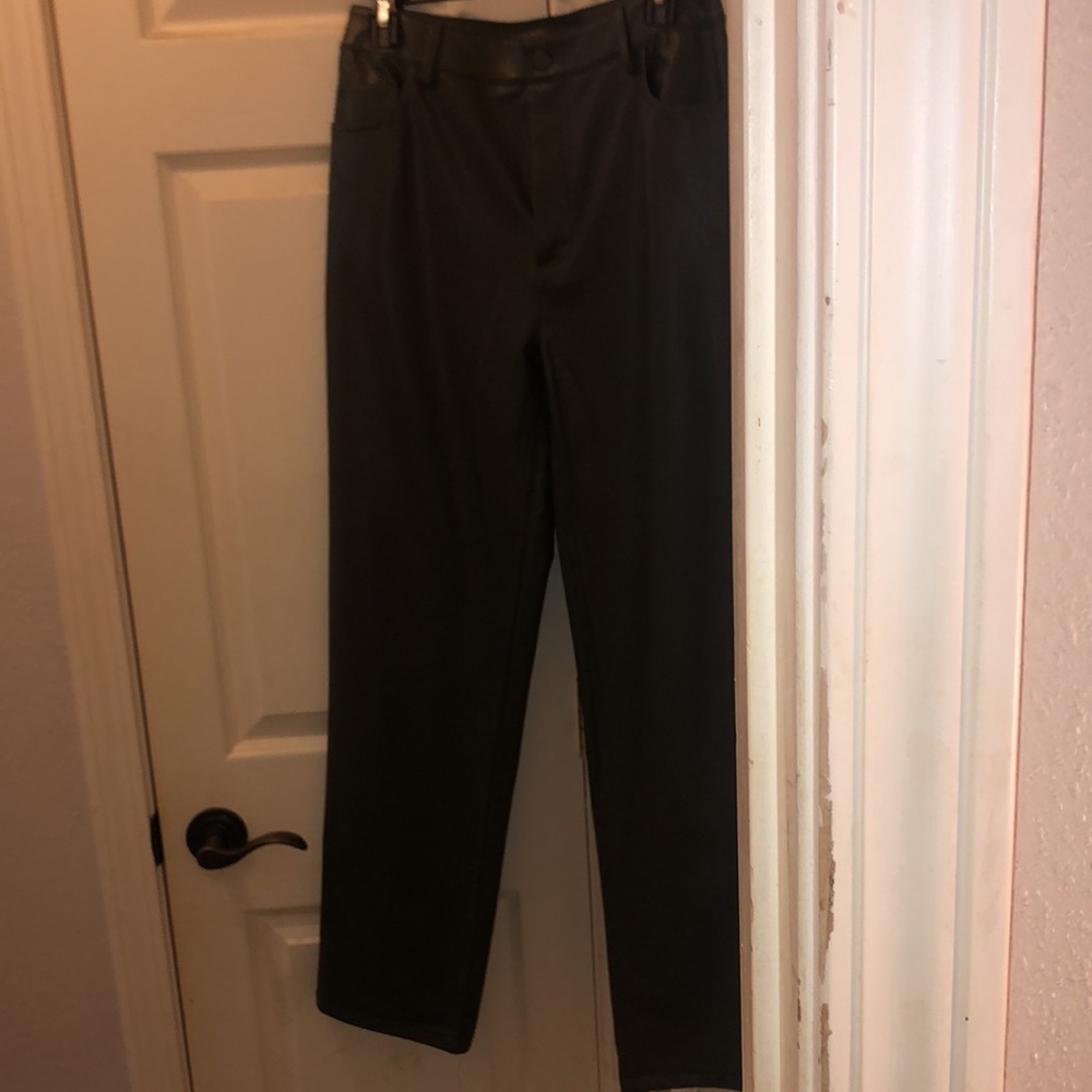 Green Faux Leather Pants